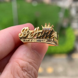 Custom Script Name Ring Crown Personalized Birthstone Stackable Gift For Her or Him