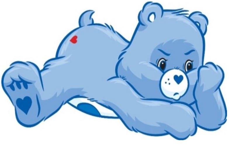 Care Bear Grumpy Sticks Out Tongue Blahblahblah Lays on Tummy - Etsy