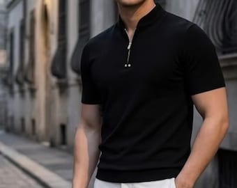 Polo con mezza zip / Camicia casual a maniche corte / Abbigliamento quotidiano / Stile streetwear urbano