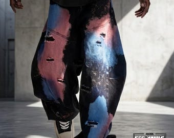 Graffiti Denim Jeans | Loose Wide Leg Pants | Daily Wear | Y2K Streetwear Style