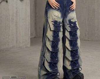 Wide Baggy Jeans | Casual Pocket Cargo Pants | Daily Wear | Y2K Streetwear Outfit