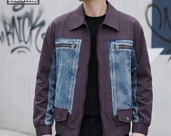 Giacca di jeans con zip / Capospalla casual dalla vestibilità ampia / Per tutti i giorni / Stile streetwear urbano