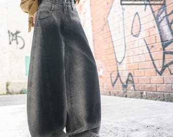 Jeans oversize a gamba larga / Pantaloni in denim a gamba larga / Abbigliamento quotidiano / Stile streetwear retrò