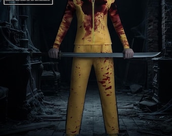 Fighter Costume Set | Splatter Zip Up Suit | Halloween Wear | Stage Party Outfit