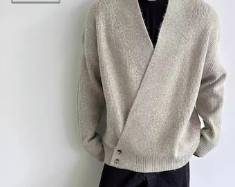 V Neck Robe Sweater | Loose Button Cardigan Jacket | Daily Wear | Minimal Streetwear Style