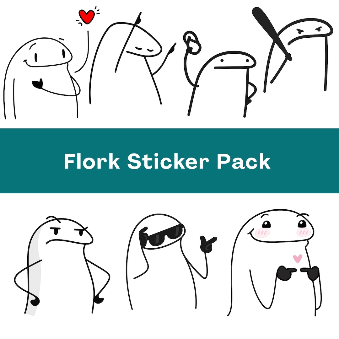 Funny Flork Sticker Pack PNG Bundle | Cute Meme Character Stickers for ...