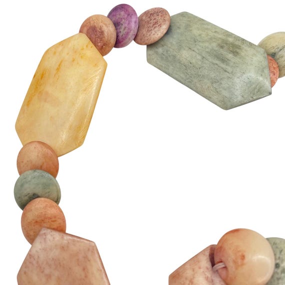 Dyed Camel Bone Statement Necklace Multi-Color Ge… - image 4