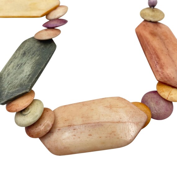 Dyed Camel Bone Statement Necklace Multi-Color Ge… - image 3