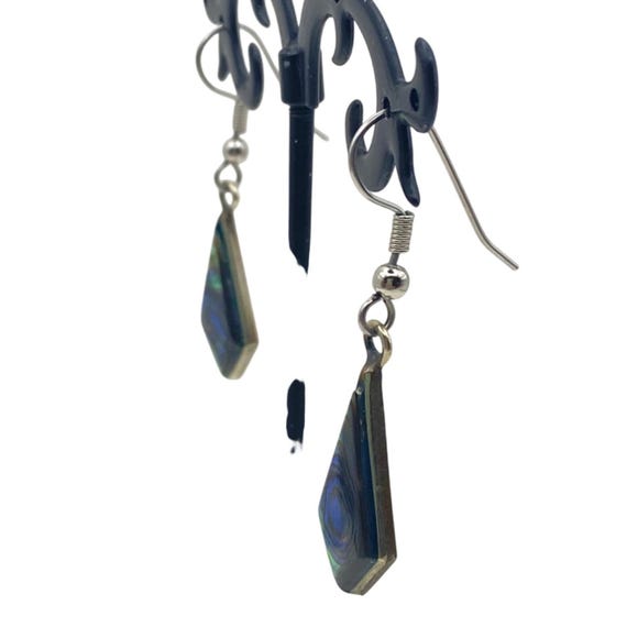 Abalone Shell Drop Earrings Geometric  Silver-Ton… - image 6