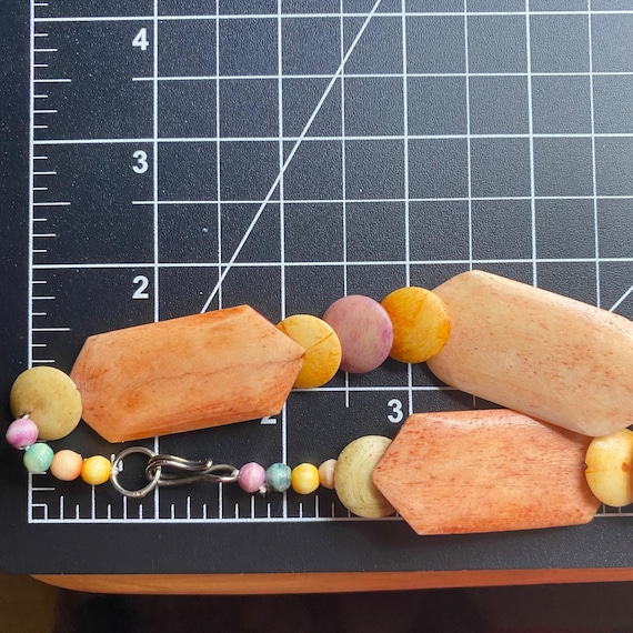 Dyed Camel Bone Statement Necklace Multi-Color Ge… - image 6