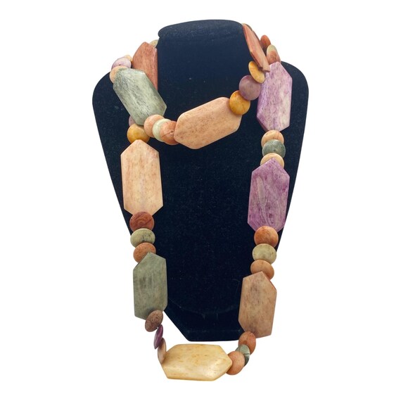 Dyed Camel Bone Statement Necklace Multi-Color Ge… - image 1