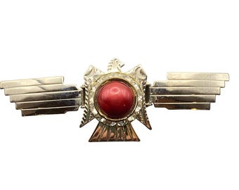 Ormand Mfg Wil-Aren Hondo Clipp Red Cabochon Handy Clip Tie Collar 1963 Vintage