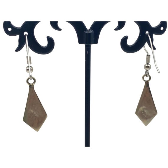 Abalone Shell Drop Earrings Geometric  Silver-Ton… - image 5