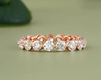 14K Gold 1.80tcw Round Diamond Ring band,Round Lab Diamond Engagement Ring, Anniversary Band ,Wedding Band Women,Full Eternity Band