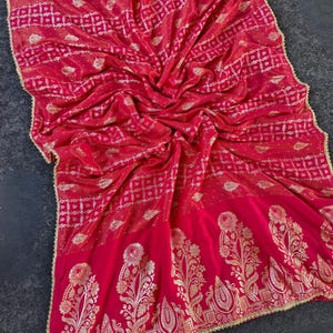 Dola Silk Saree with Gold Zari Weaving & Diamond Lace Border | Designer Party Wear Saree
