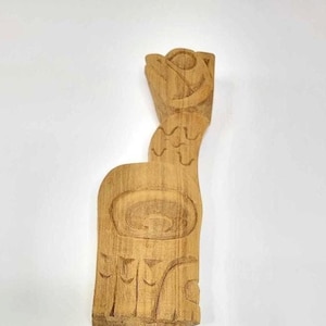 Tlingit Indian Alaska Thunderbird Wood Carving Lawrance Sheakley Signed Totem Pole Style Alaskan Native Indian Made