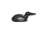 Wood Loon Mini Decoy Bird Figurine Hand Carved Girdwood Alaska 1998 Black White Bird Duck Folk Art