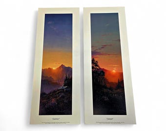 Sunrise Sunset James Belcher Alaska Art Prints Lot 2 Denali Log Cabin Cache Mountain Landscape