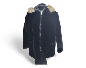 Yukon Parka Vintage Inuit Coat 1970s | Blue Wool Floral Embroidery