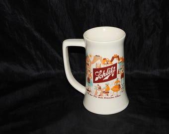 ユースホステルシール　1966 三宅茂福 Vintage 60s Schlitz Beer Mug Stein the Beer That Made Milwaukee