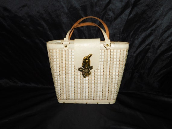 Vintage 60s Collins Texas MCM Cream White Gold Bu… - image 7