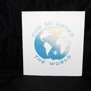"Marianne Wieland ""Alaska Gott so geliebt die Welt"" Erdkugel Relief Kunstdruck Friedenstaube signiert Nummeriert christlich."