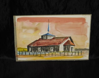 Historic Russian Orthodox Church Katmai Village Alaska Sam McClain Watercolor Painting Art