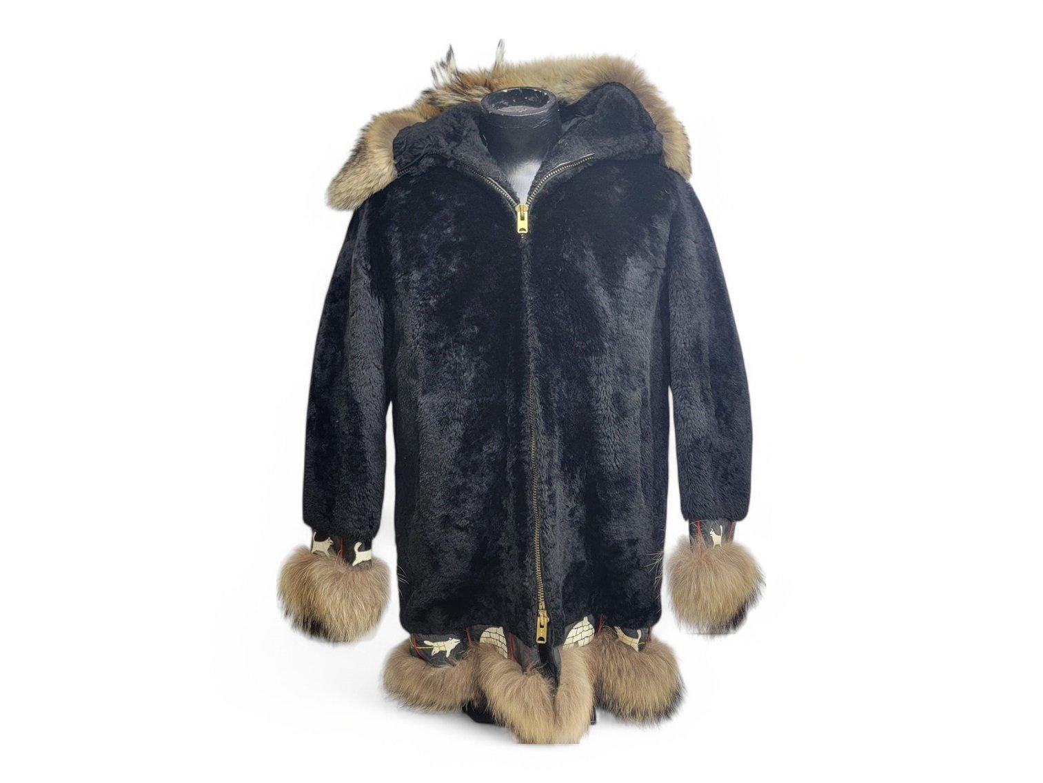 Vintage Mouton Fur Coat Black - Etsy