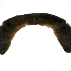 Vintage Brown Fur Collar For Coat Clothing Square Notched Corners Fabric Lined