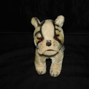 Vintage Steiff Small Bully Bulldog Dog Mohair Red Collar Standing Plush Stuffed Animal
