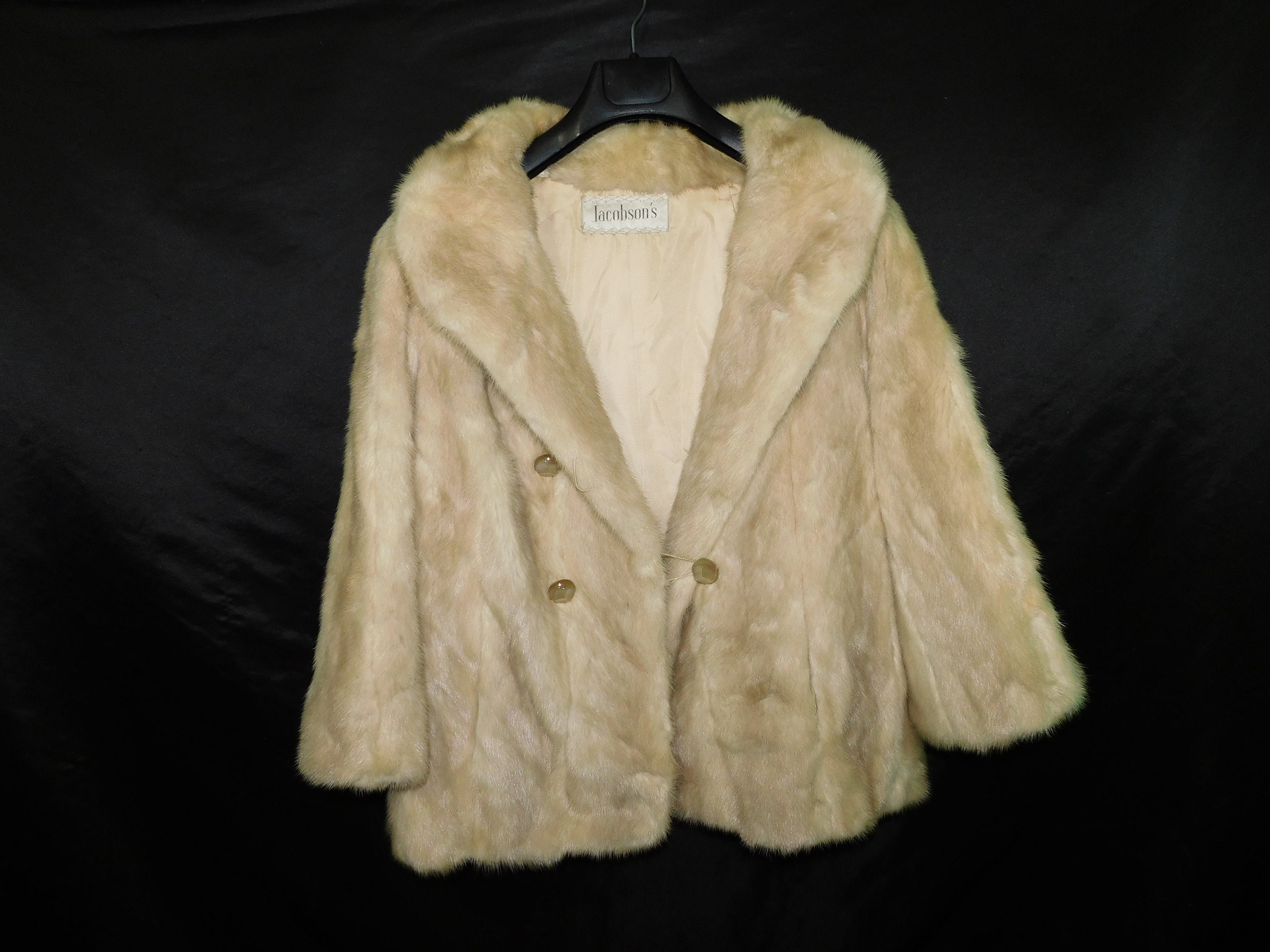 Vintage Jacobson's M Honey Mink Fur Coat Light Brown Pockets