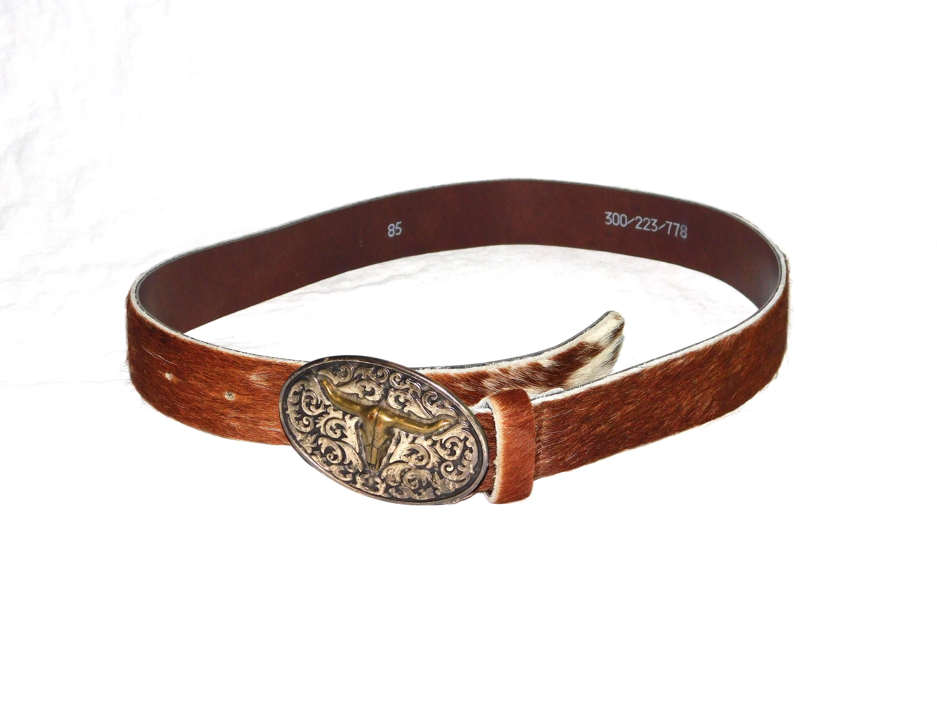 Streets Ahead Calf Hair Animal Print Studded Belt Zebra Cheetah Womens L 32\