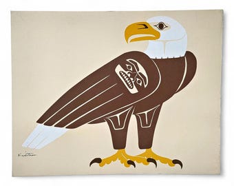 Vtg Kusitaan Alaska Native Bald Eagle Clan Formline Art Print Tlingit