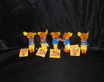 Lot 5 Get Along Gang  Montgomery Moose Pencil Gripper Topper Plush Vintage 1984 NWT American Greetings Hugger Roller Skates 4"