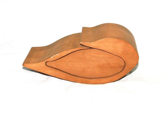 Abstract Goose Wood Trinket Box Center Slide Draw… - image 2