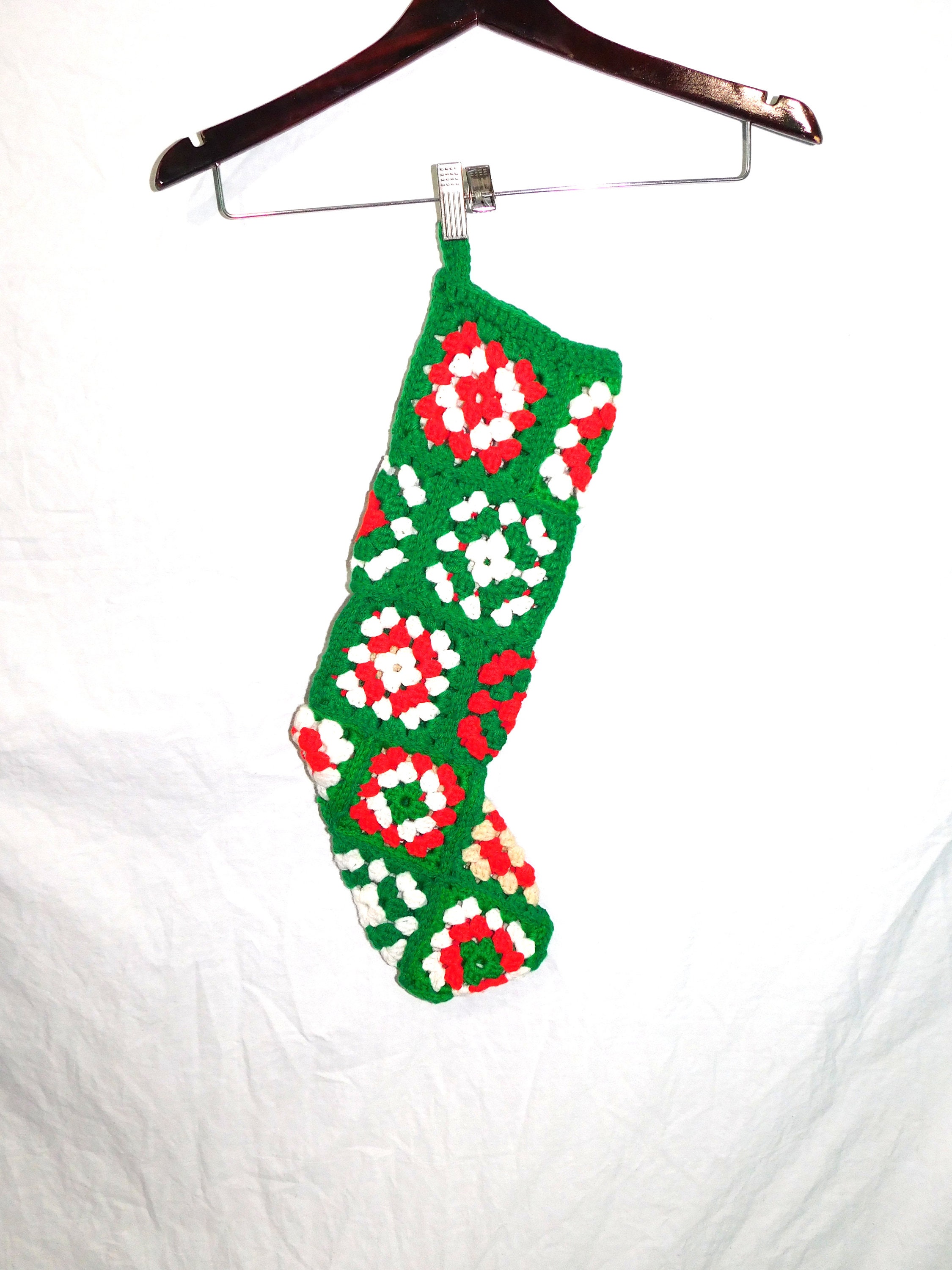 MCM Small Stocking with Furry Mouse Christmas Ornament, Handmade Crochet  Stocking - Just Vintage Christmas