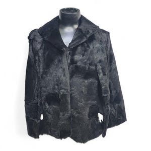 Vintage Mortons Black Fur Cape With Arm Holes OS One Size Cloak Coat Stole Woman Winter Formal Party