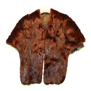 Vintage Dark Brown Mink Fur Stole Scarf Wrap NEEDS TLC