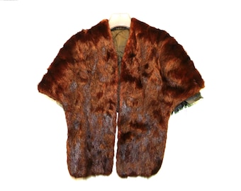 Vintage Dark Brown Mink Fur Stole Scarf Wrap NEEDS TLC