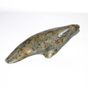 Alaska Eskimo Carved Soapstone Seal Vintage Inuit Carving 5.5&quot; long