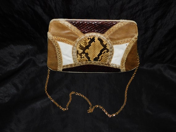 Vintage Caprice Snakeskin Purse Shoulder Bag Patc… - image 6
