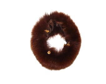 Vintage Brown Fox Fur Collar Button On Accent Scarf For Coat Sweater Clothing