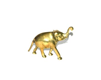 Vtg Brass Elephant Trunk Up Metal Figurine India Made