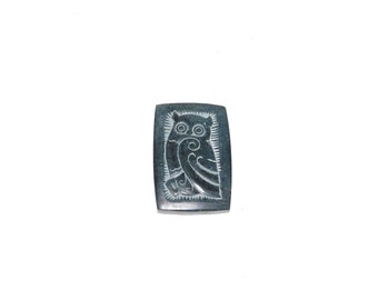 Inuit Carving Soapstone Owl Trinket Box Lid or Decoration 2 x 3.5&quot; Canada Canadian Made
