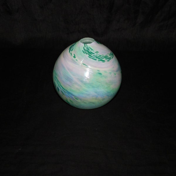 Iridescent Blue Purple Swirl Mount Mt Saint Helens Ash Glass Blown With Volcanic Ash