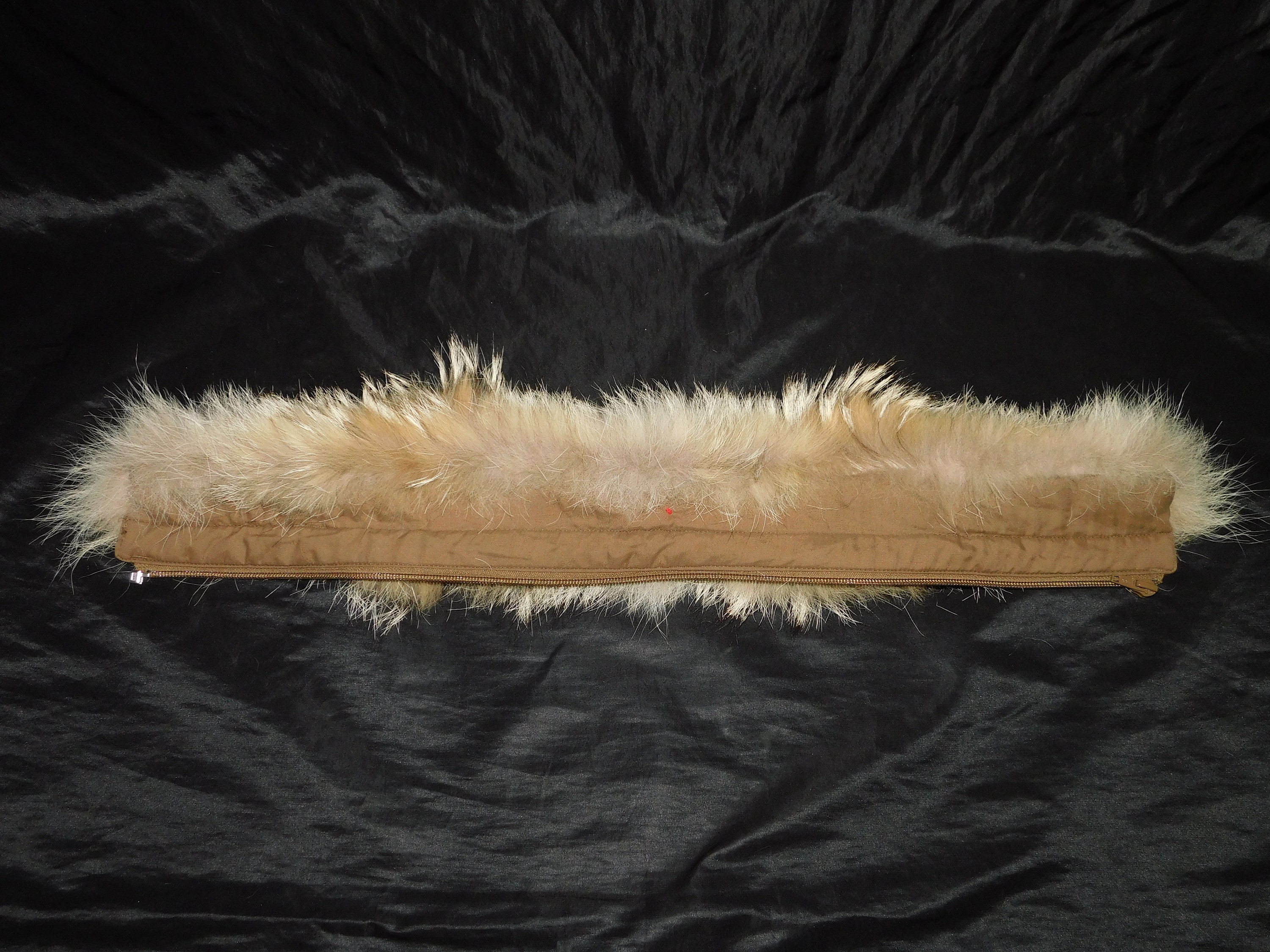 Real fox fur hood trim made of pieces, fur ruff ,Real fur collar trim beige  color, frost fur stripe ,coat trim, gift for women's and girls