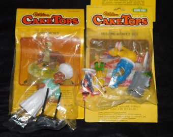 Lot 4 Packs Vintage Wilton Cake Tops Toppers Sesame Street Ol Smoky Barbeque Chef Big Boss New Baby Stork NIP NEW