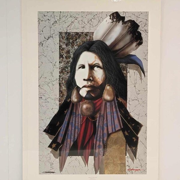 Prayer for Mother Earth JD Challenger Native American Indian Art Print Signed Numbered Lithograph 2000 Texas