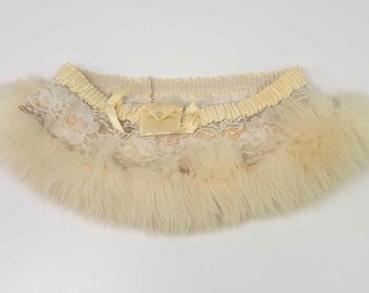 Vintage Alaska White Wedding Lace Rabbit Fur Trim Bride Garter Belt For Leg Thigh Alaskan Bridal