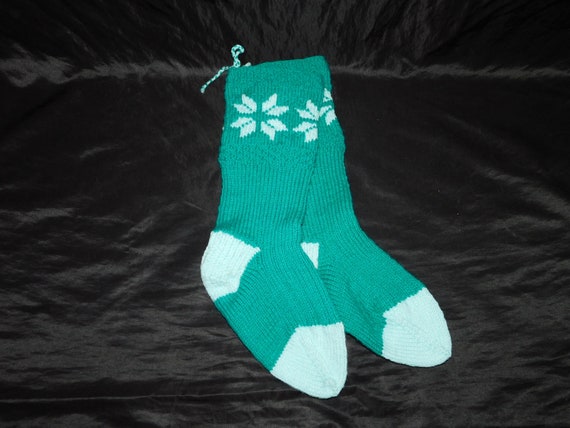 Vtg Peacock Blue Hand Knit Wool Blend Socks Alask… - image 1